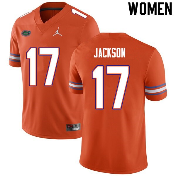 Women #17 Kahleil Jackson Florida Gators College Football Jersey Orange